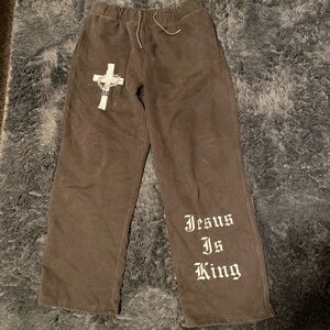 Jesus Is King Sweatpants - Charcoal